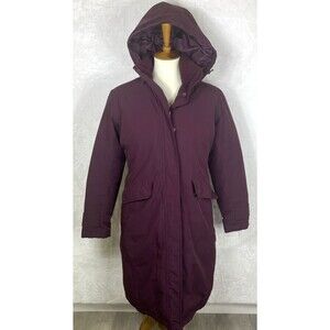 Lands' End Women's Parka Long Coat Removable Hood Maroon Size XS 2-4